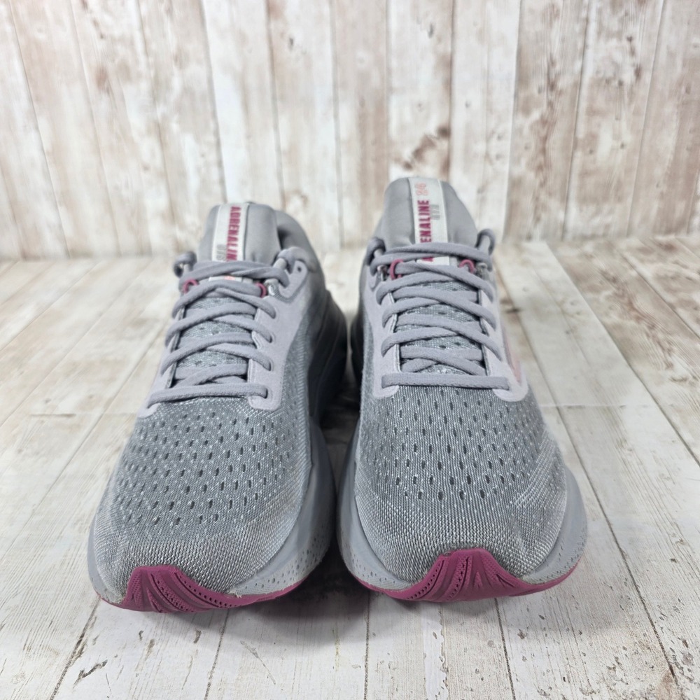 Brooks Adrenaline GTS 24 Womens 10.5 Grey Pink Running Shoes 1204261B019 - Picture 2 of 8